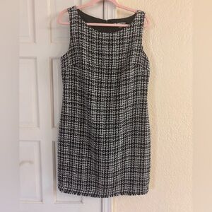 Karl Lagerfeld Black and White Tweed Sleeveless Mini Dress, Size 12